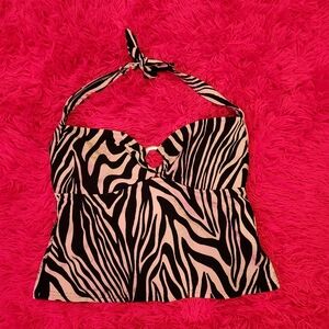 Zebra Print Halter/Swim Top